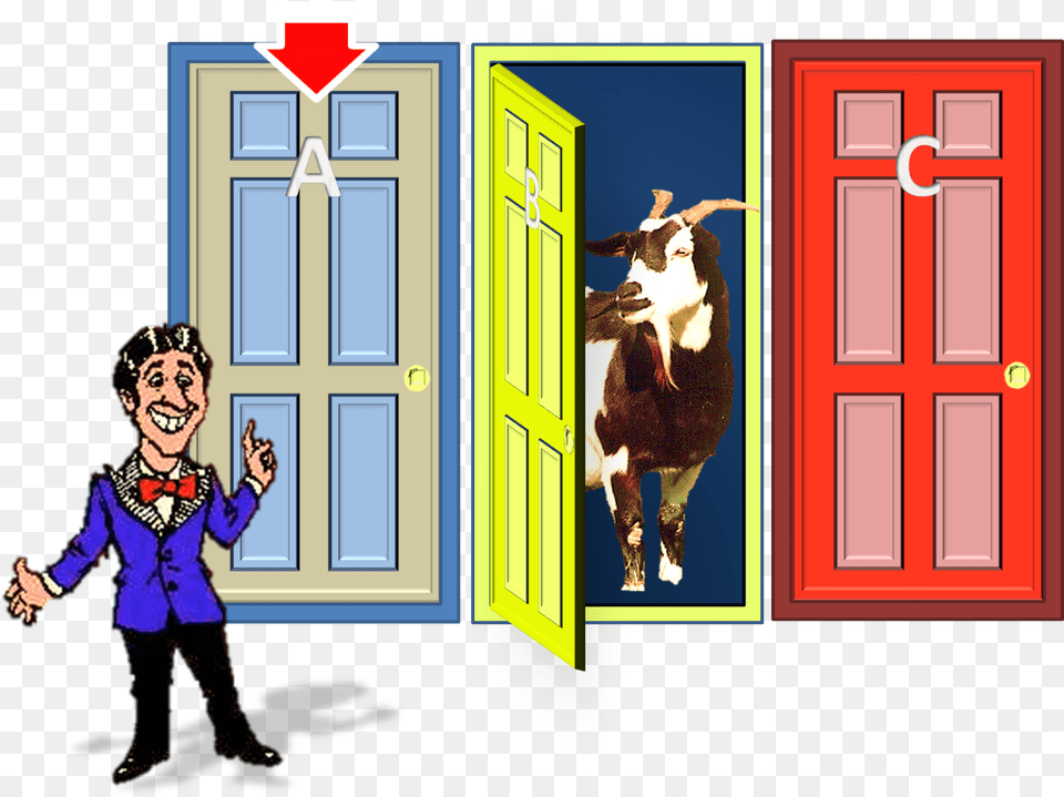 Game Show Host Clipart Monty Hall Problem, Door, Person, Mammal, Livestock Free Transparent Png