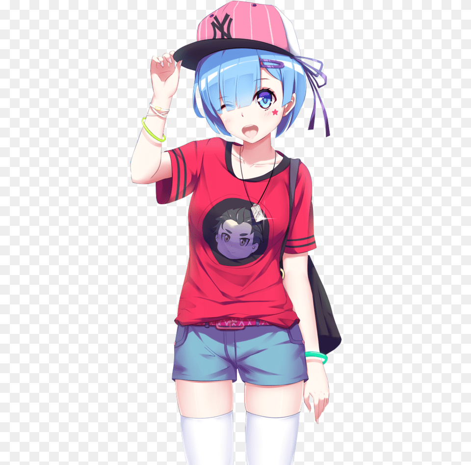 Geek Anime Blue Hair Girl Characters, T-shirt, Book, Clothing, Comics Free Transparent Png