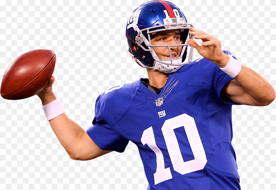 Transparent Giants Eli Manning Transparent, Helmet, American Football, Playing American Football, Person Png