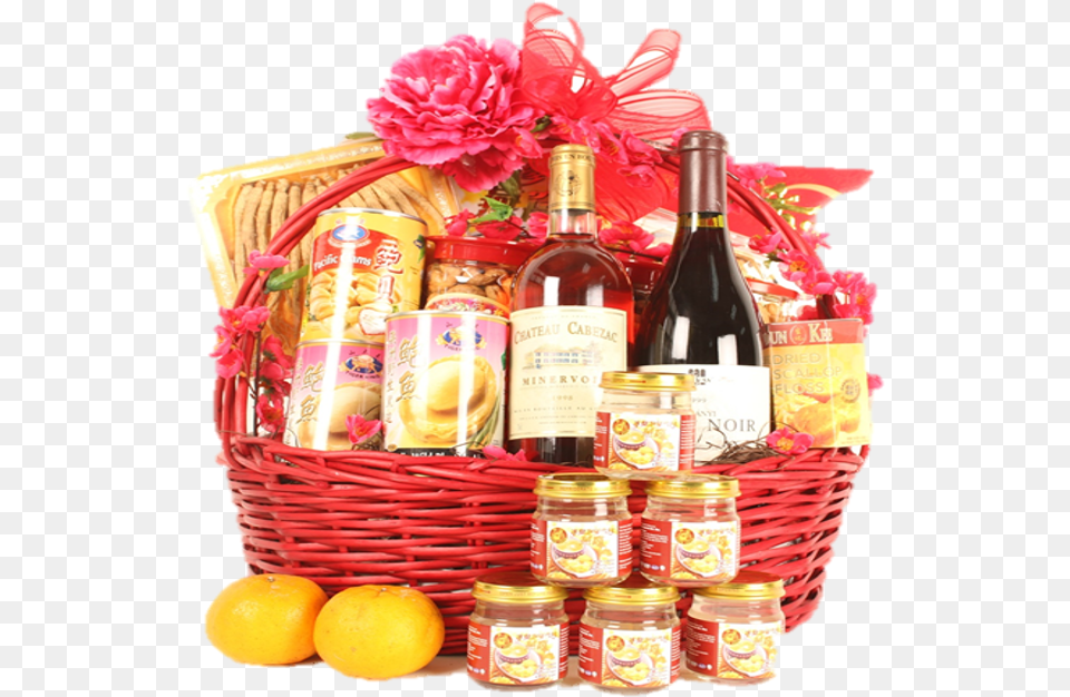 Transparent Gift Basket Hamper Baskets Chinese New Year, Food, Fruit, Plant, Produce Png