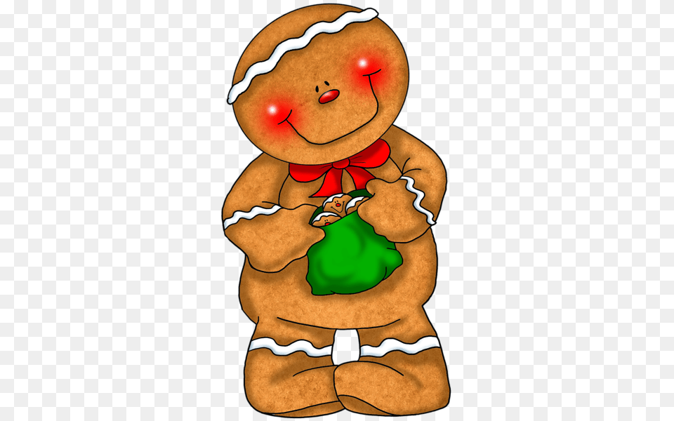 Transparent Gingerbread With Green Bag Clipart Quick, Cookie, Food, Sweets, Baby Png Image