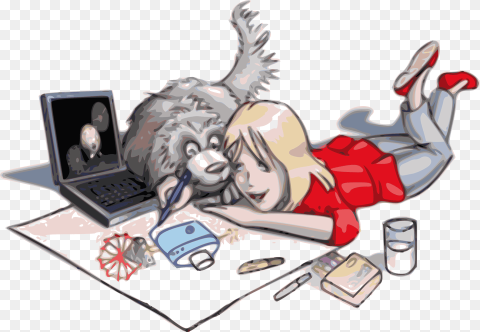 Transparent Girl Drawing, Book, Comics, Computer, Electronics Free Png Download