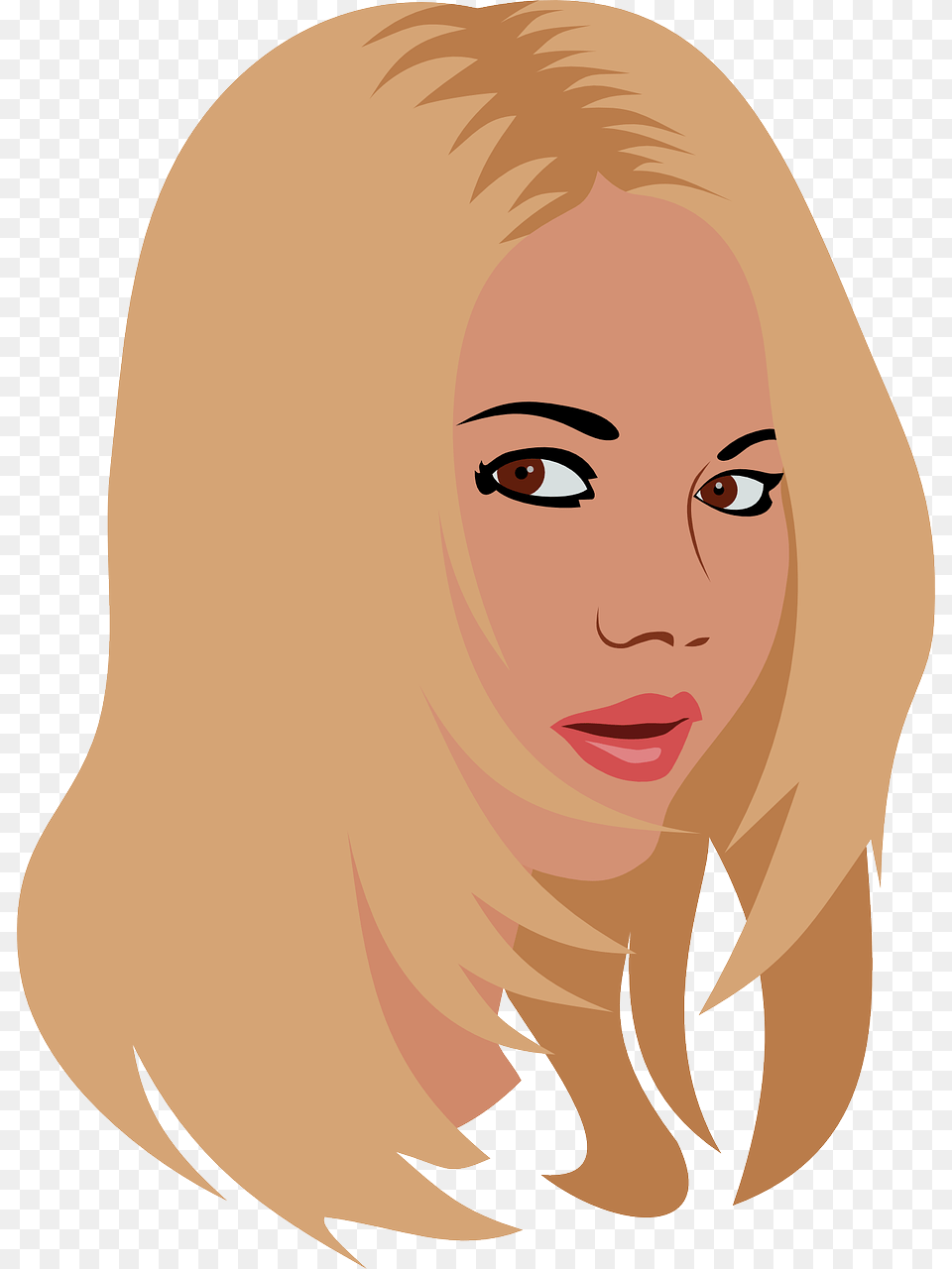 Girl Face Black Hair Girl Cartoon, Head, Blonde, Portrait, Photography Free Transparent Png