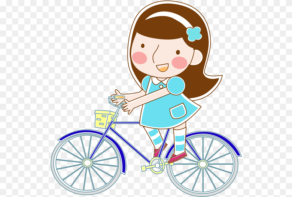 Girl Riding Bike Clipart Girl Riding Bike Cartoon, Wheel, Machine, Bicycle, Vehicle Free Transparent Png
