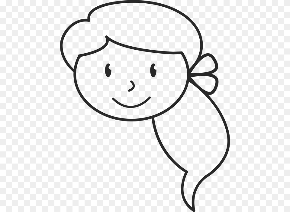 Transparent Girl With Ponytail Clipart Girl Stick Figure Face, Stencil, Head, Person, Baby Png