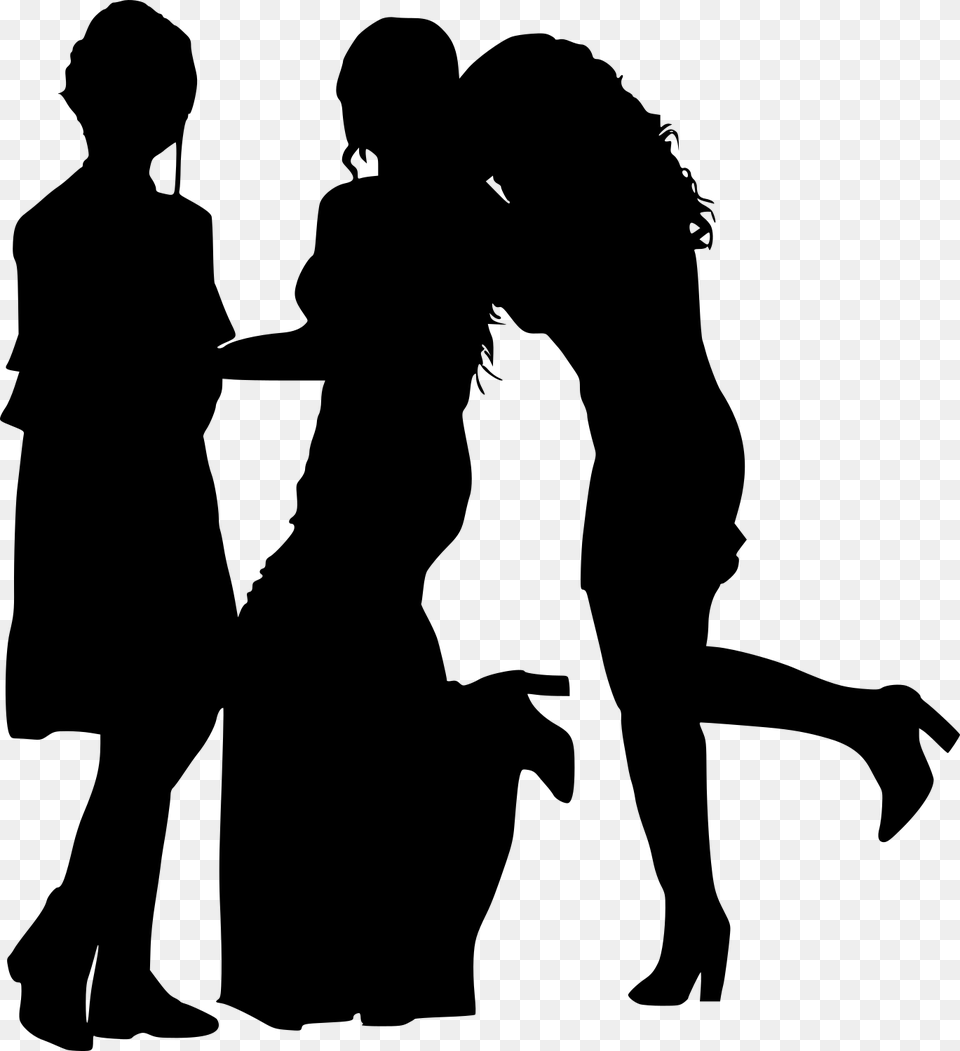 Girls Silhouette, Gray Free Transparent Png