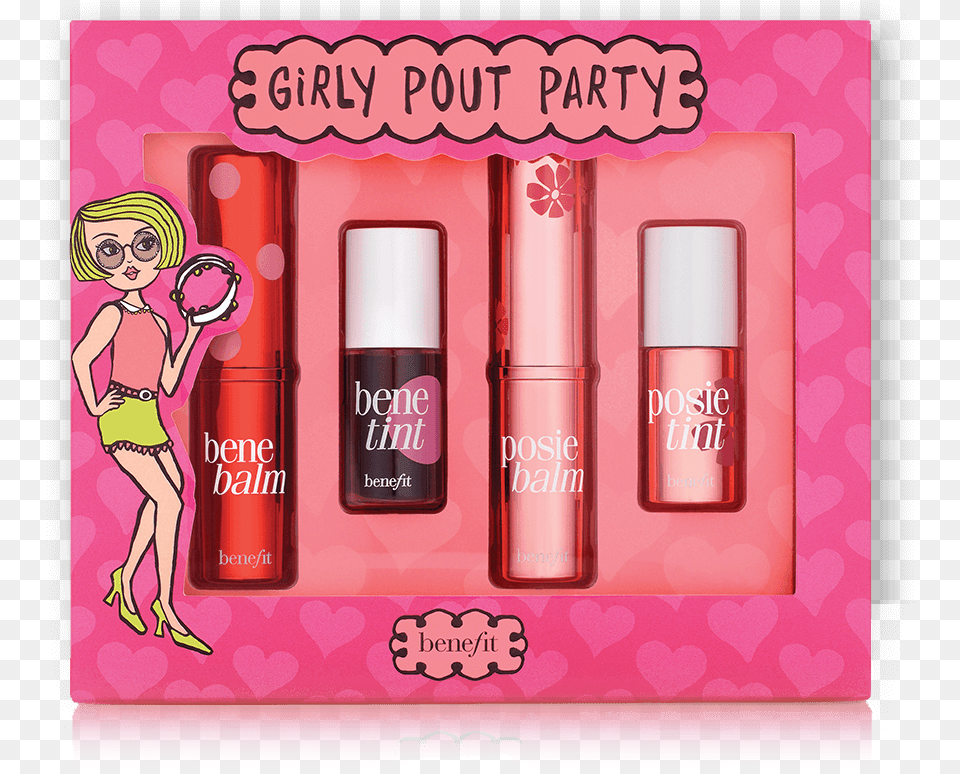 Transparent Girly Benefit Tint And Balm Set, Cosmetics, Lipstick, Person, Face Free Png Download