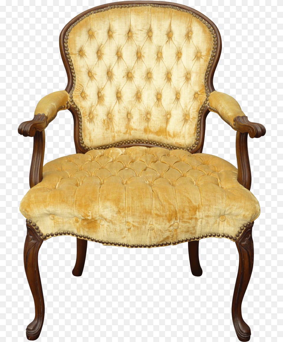 Transparent Gold Accent Gold Velvet Chair Antique, Furniture, Armchair Free Png Download