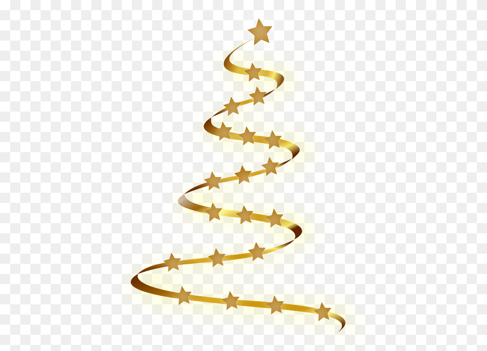 Transparent Gold Christmas Tree With Green Stars Christmas Tree Gold, Symbol Png Image