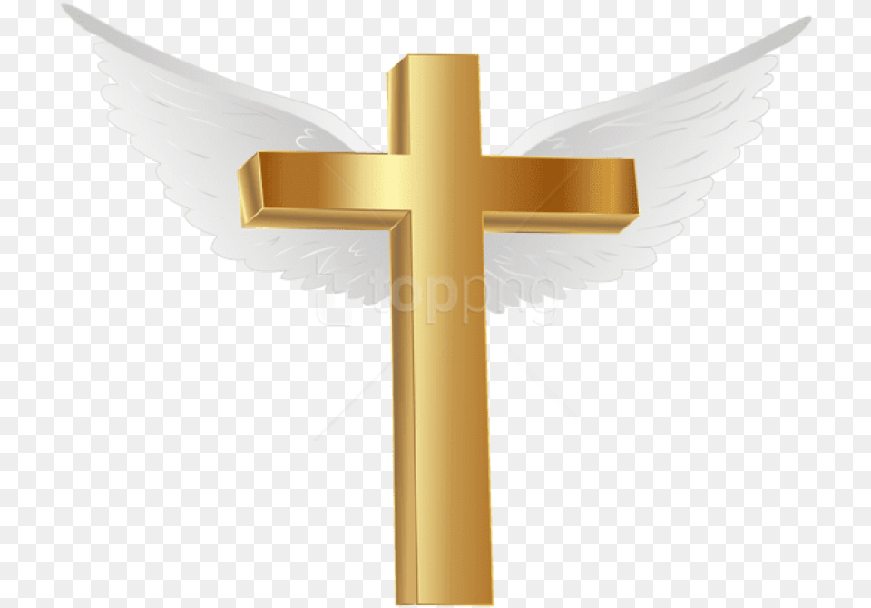 Transparent Gold Cross Baptism Clipart Gold Cross With Wings, Symbol Free Png