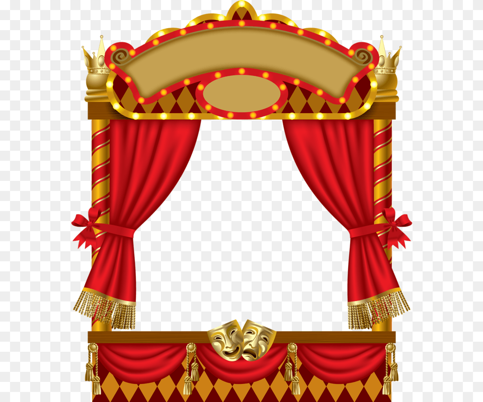 Transparent Gold Curtains Puppet Stage, Furniture, Indoors, Theater, Dynamite Free Png Download