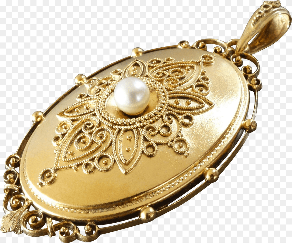 Transparent Gold Filigree Vintage Gold Pearl Locket, Accessories, Jewelry, Pendant Free Png Download