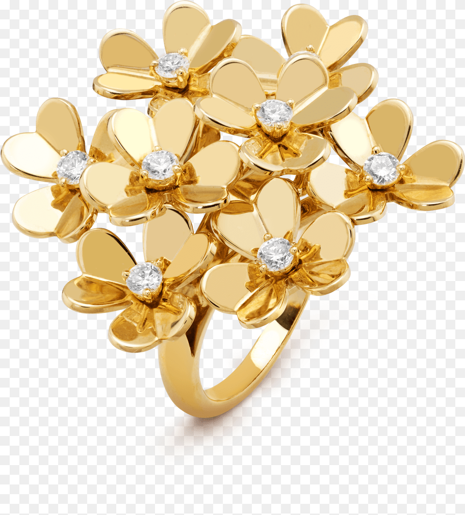 Transparent Gold Floral Van Cleef Arpels Ring, Accessories, Jewelry, Diamond, Gemstone Free Png