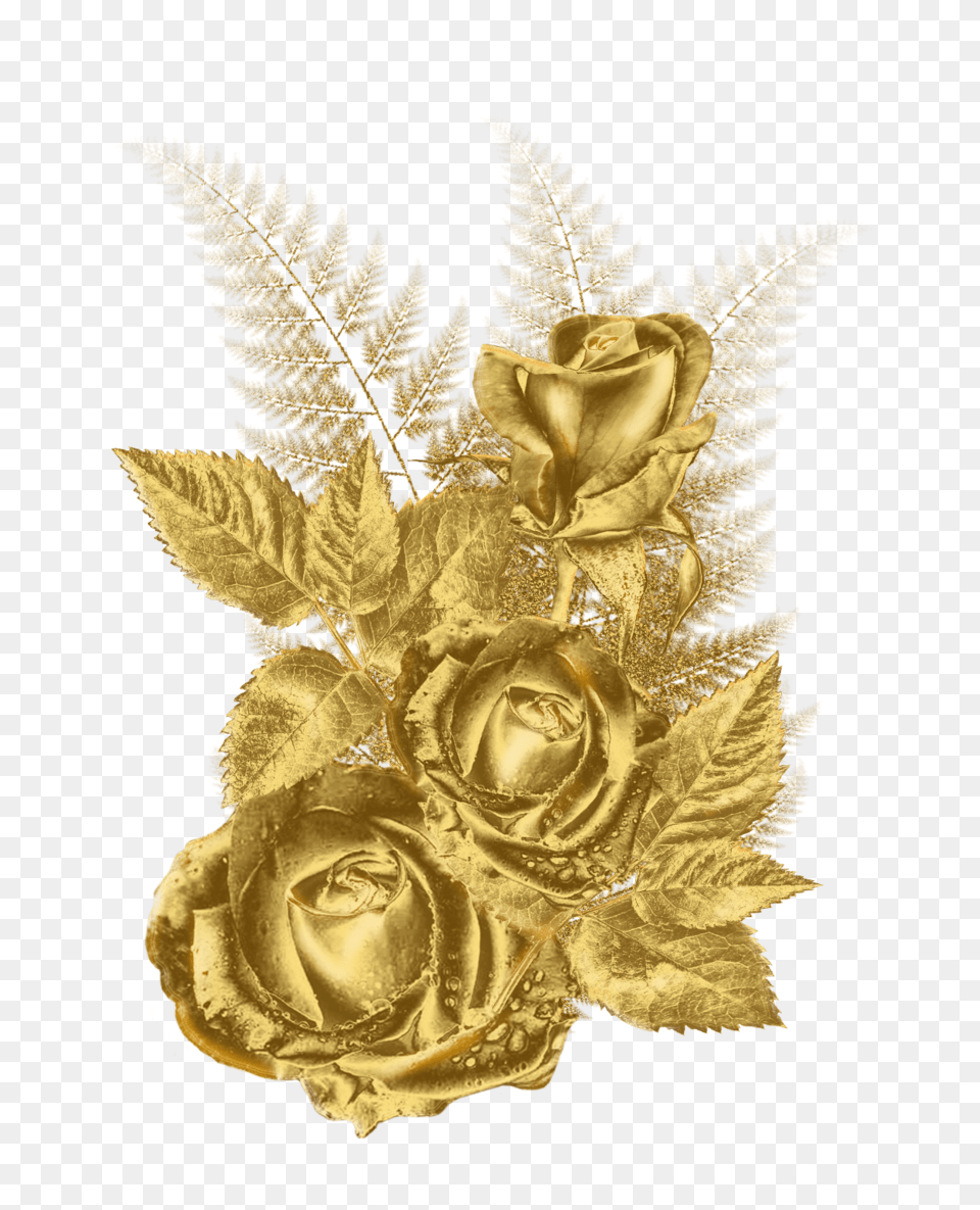 Transparent Gold Flowers Clipart Golden Transparent Background Gold Flower, Accessories, Plant, Rose, Jewelry Free Png