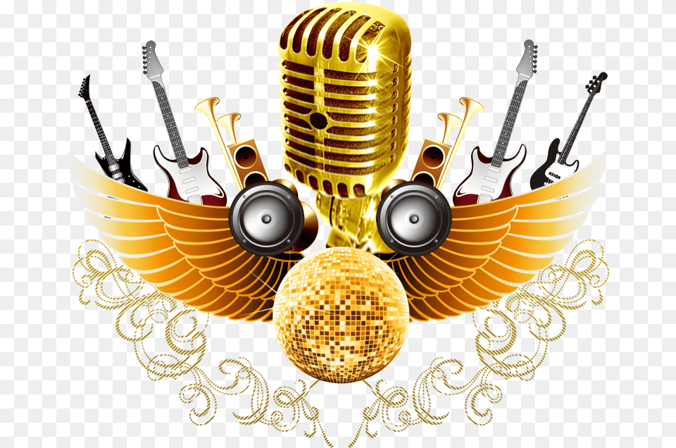 Gold Microphone Vector Music Logo, Electrical Device, Guitar, Musical Instrument Free Transparent Png