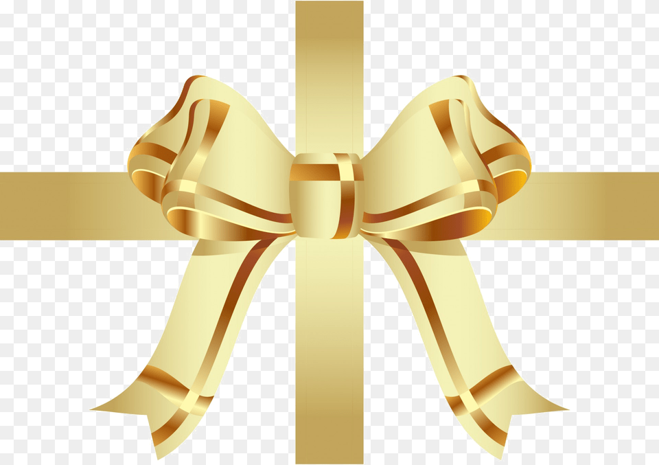 Transparent Gold Ribbon Clipart Gold Ribbon With Bow No Background, Appliance, Ceiling Fan, Device, Electrical Device Free Png Download