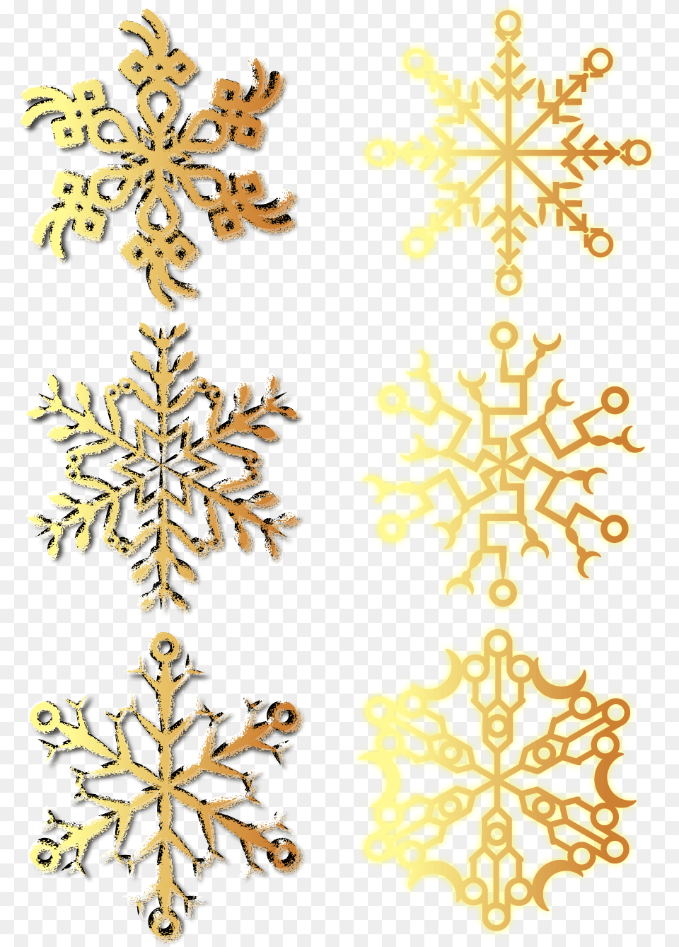 Transparent Gold Snowflakes Motif, Nature, Outdoors, Pattern, Snow Png