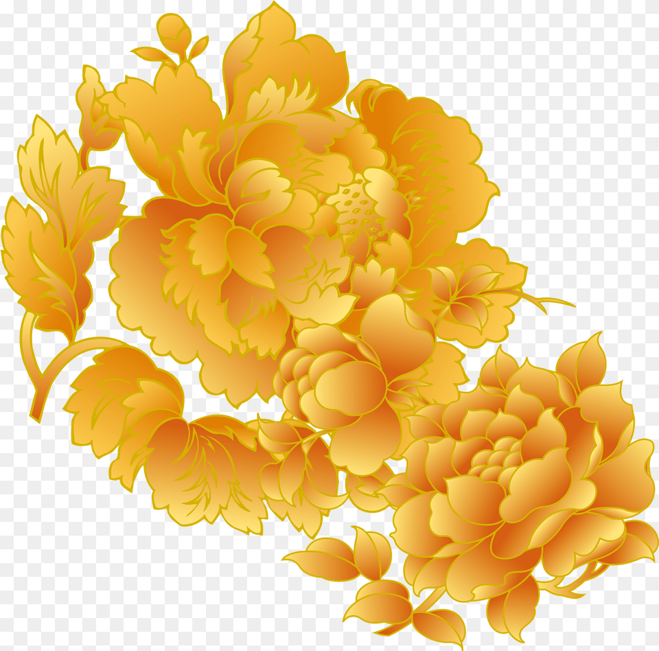 Transparent Golden Flower Chinese Golden Flower, Art, Floral Design, Graphics, Pattern Png