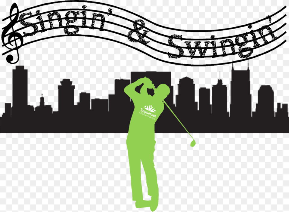 Transparent Golf Silhouette Nashville Skyline Silhouette, Person, Sport, Nature, Outdoors Free Png Download