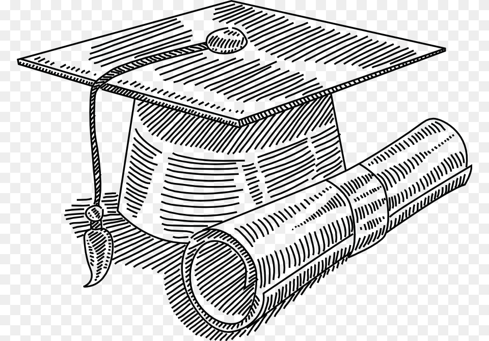 Transparent Graduation Cap And Diploma Clipart Scholarship Art Black And White, People, Person, Text Free Png Download