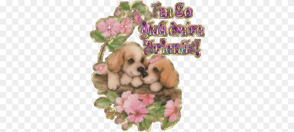 Transparent Graphics Flowers Friends Glitter Puppies Puppy Im Glad We Re Friends, Animal, Canine, Dog, Mammal Png