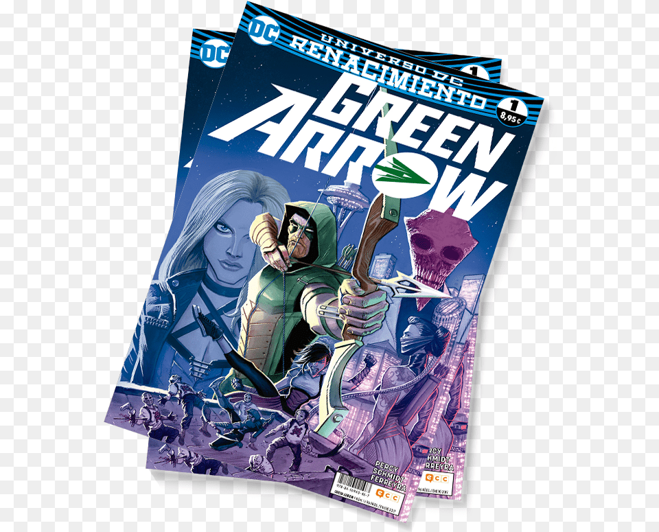 Transparent Green Arrow Comic Comics, Book, Publication, Adult, Person Free Png Download