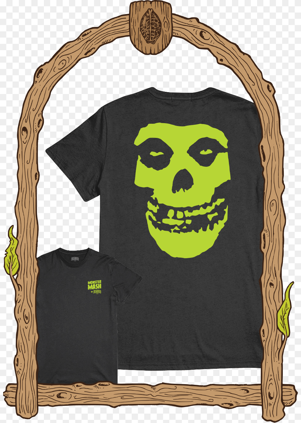 Transparent Green Skull Misfits Skull, Clothing, T-shirt, Shirt, Person Png Image