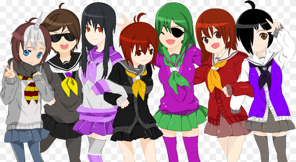 Transparent Group Of Friends Anime Group Of Friends, Publication, Book, Comics, Accessories Png Image