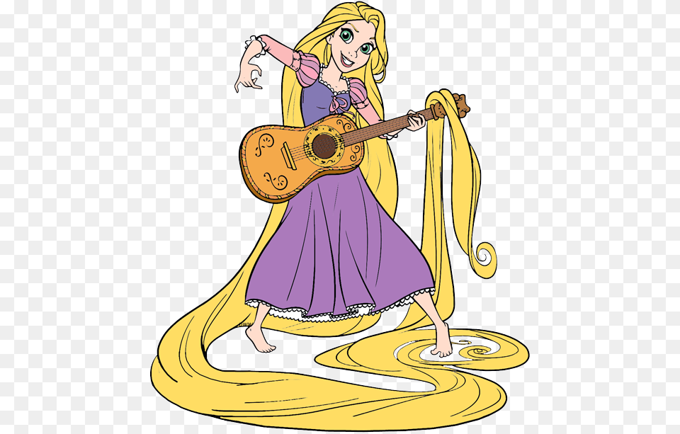 Transparent Guitar Clipart Rapunzel With Guitar, Baby, Person, Musical Instrument, Cartoon Free Png