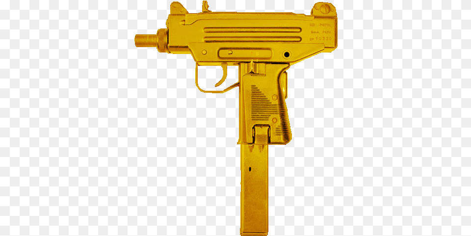 Transparent Guns Tumblr Gold Uzi Transparent Background, Gun, Machine Gun, Weapon, Firearm Png