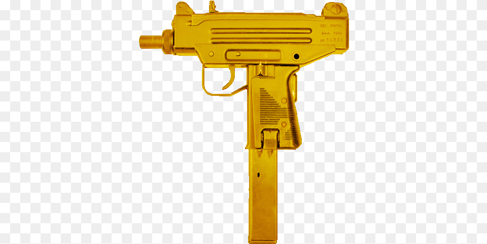 Transparent Guns Uzi Gold Uzi Gun, Machine Gun, Weapon, Firearm, Handgun Png Image