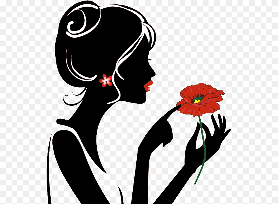 Transparent Hair Silhouette Desenho De Mulher Virtuosa, Smelling, Face, Plant, Flower Free Png