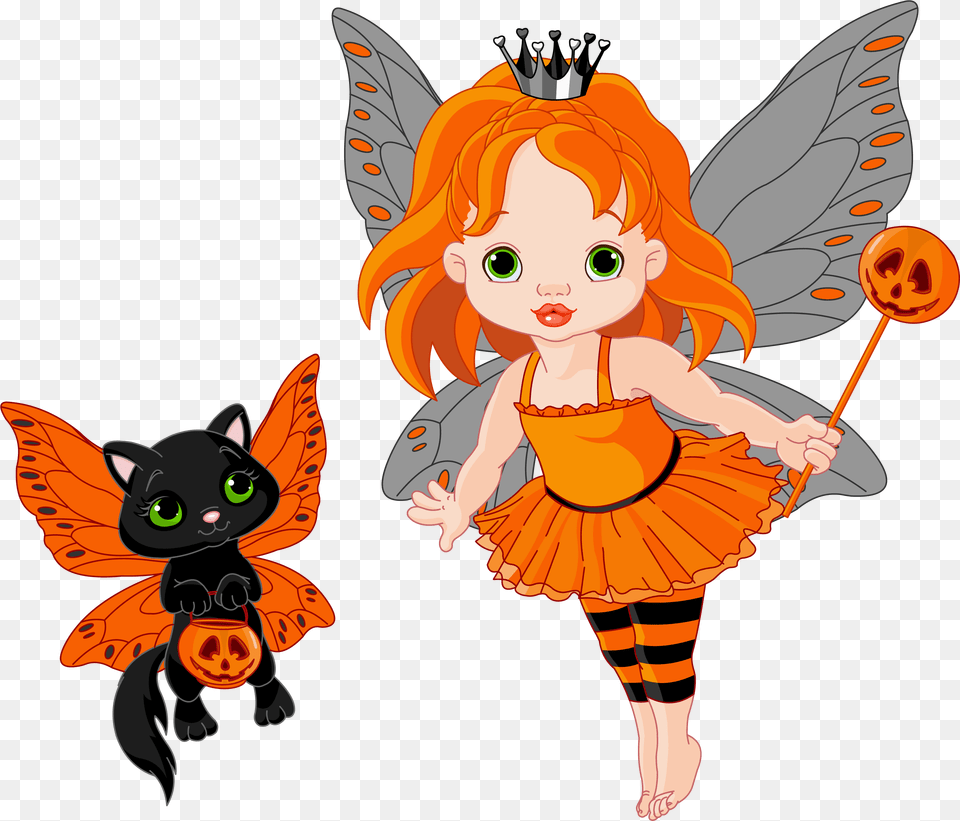 Halloween Fairy And Cat 0 Cliparts Fairy Halloween Clip Art, Baby, Person, Face, Head Free Transparent Png