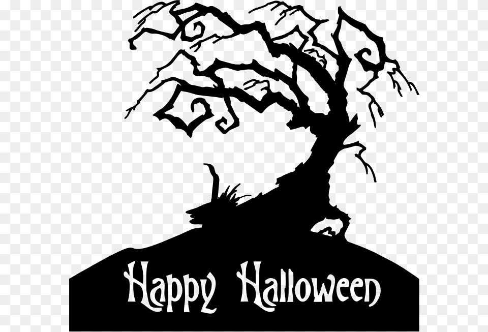 Transparent Halloween Tree Animated Halloween Gif, Silhouette, Stencil, Book, Publication Free Png Download