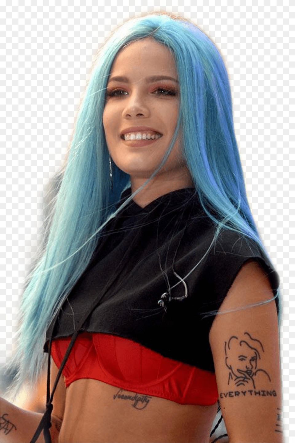 Transparent Halsey Halsey With Blue Hair, Person, Skin, Tattoo, Adult Free Png