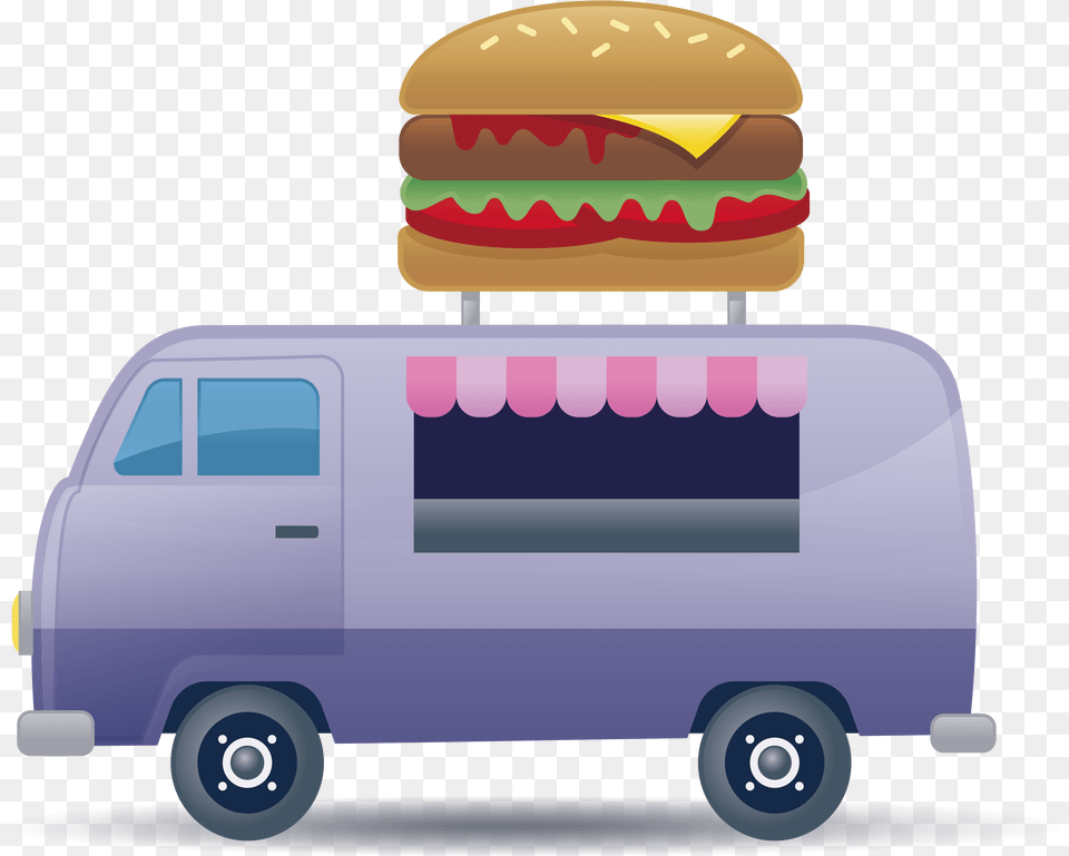 Transparent Hamburger Vector Compact Van, Caravan, Transportation, Vehicle, Moving Van Png