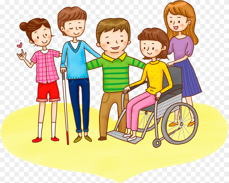Transparent Handicap Clipart Clip Art Kids Group Wheelchair, Girl, Person, Child, Furniture Png