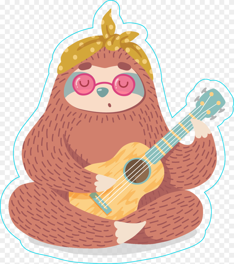 Hang Loose Cute Sloth Backgrounds, Guitar, Musical Instrument, Person Free Transparent Png