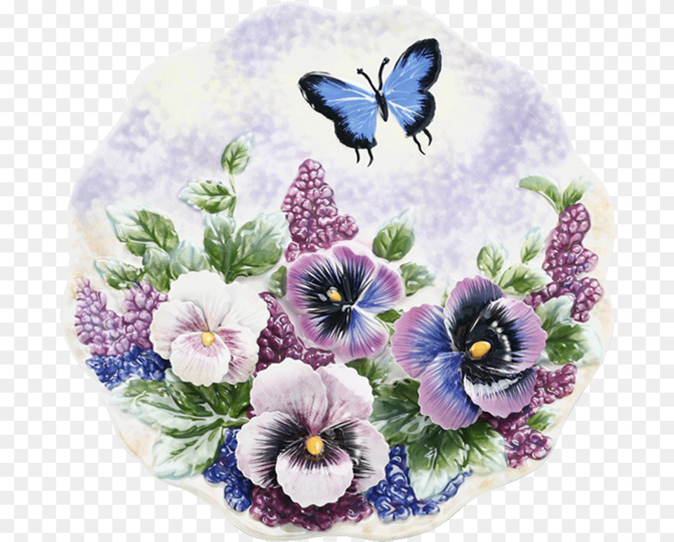 Transparent Hanging Ornaments Piatti Di Ceramica Con Farfalle, Anemone, Art, Flower, Plant Free Png