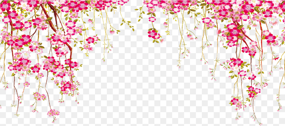 Transparent Hanging Vines Border Flowers Vector, Art, Floral Design, Flower, Graphics Free Png