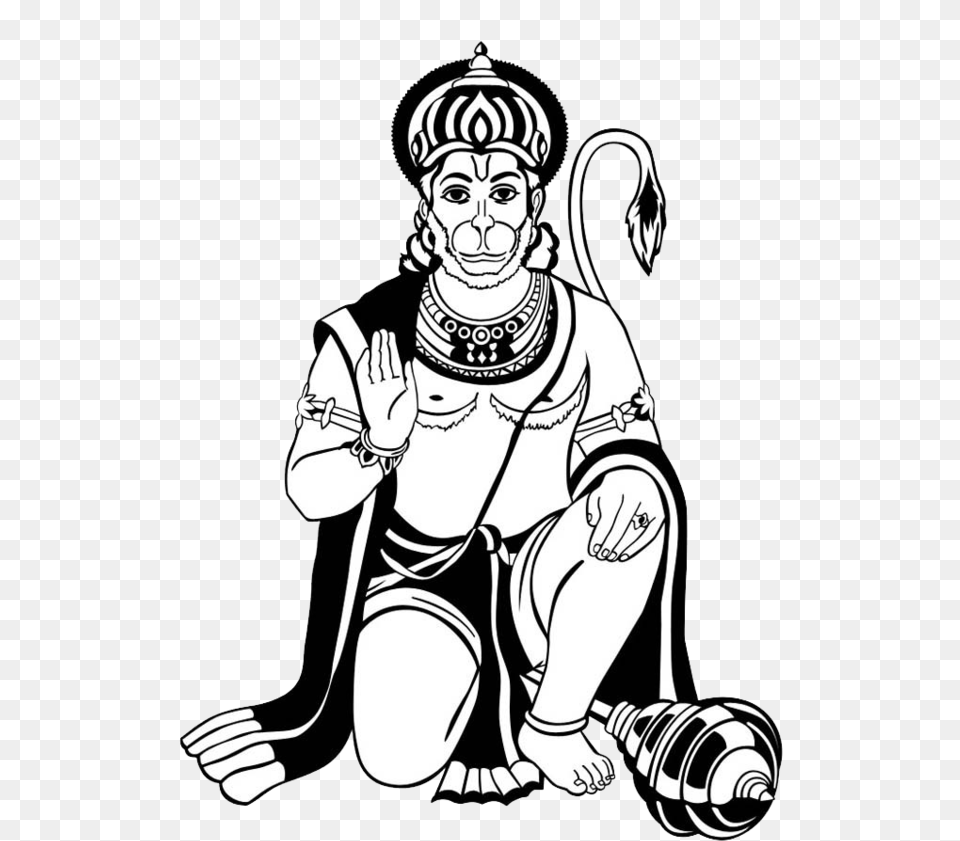 Transparent Hanuman Hanuman Black And White, Art, Person, Book, Comics Free Png