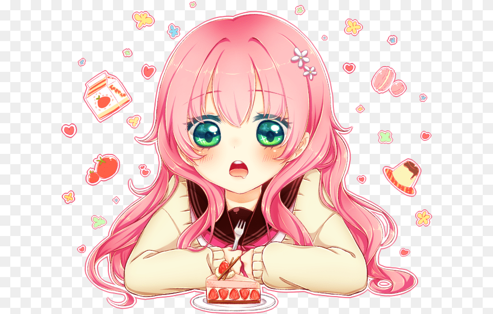 Transparent Happy Anime Girl Anime Girl Happy Birthday, Book, Comics, Publication, Person Free Png