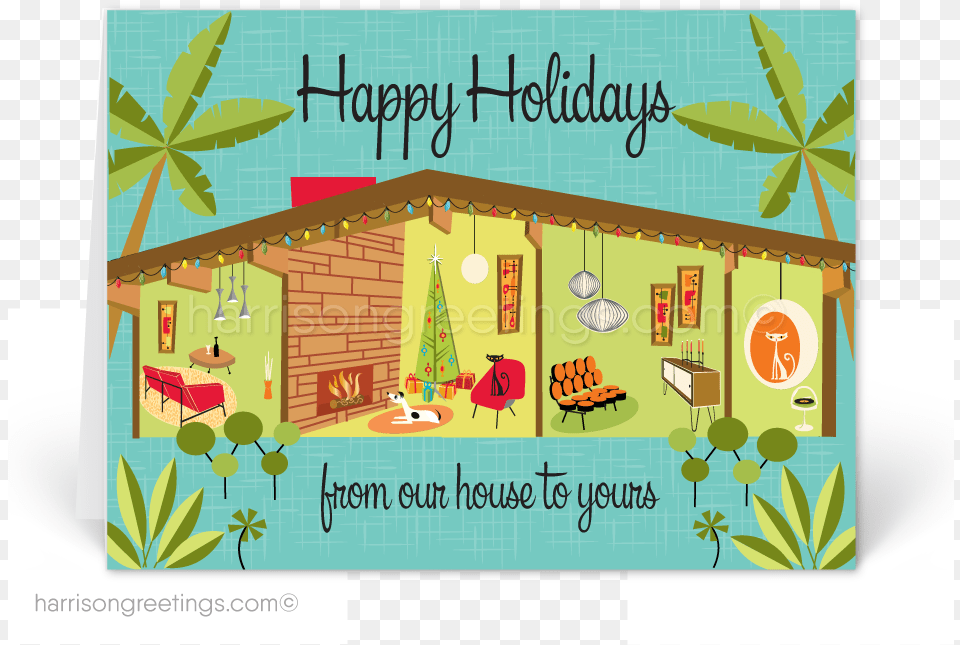 Transparent Happy Birthday Vintage Clipart Mid Century Modern, Architecture, Outdoors, Nature, Hut Free Png