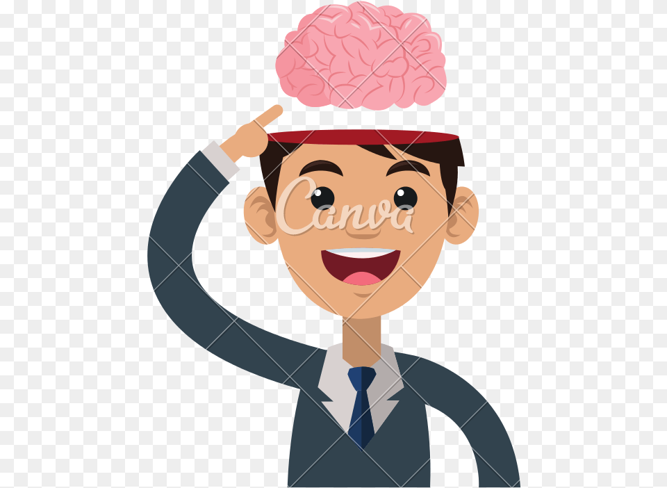 Transparent Happy Brain Clipart Cartoon Person With Brain, Photography, Baby, Face, Head Free Png