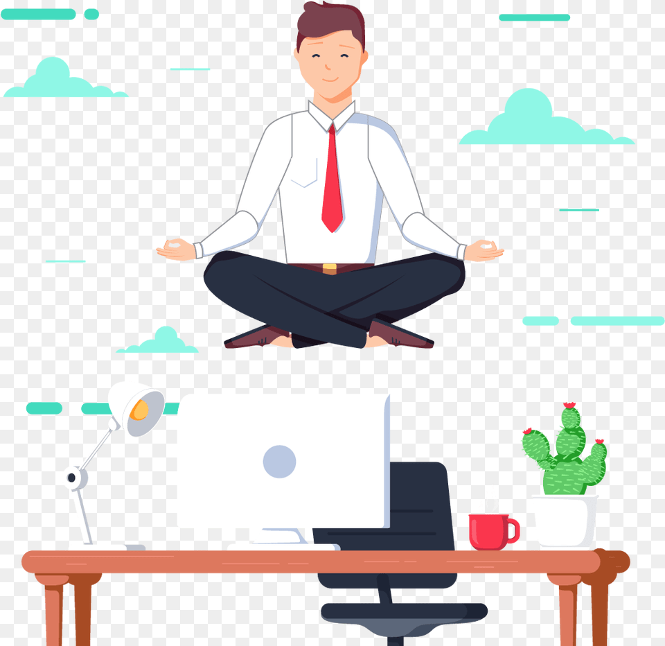 Transparent Happy Customer Work Meditation Animation, Person, Clothing, Shirt, Computer Free Png Download