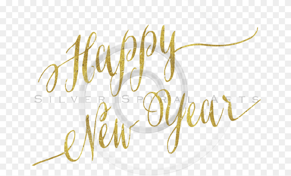 Transparent Happy New Year Gold, Calligraphy, Handwriting, Text, Chandelier Png Image