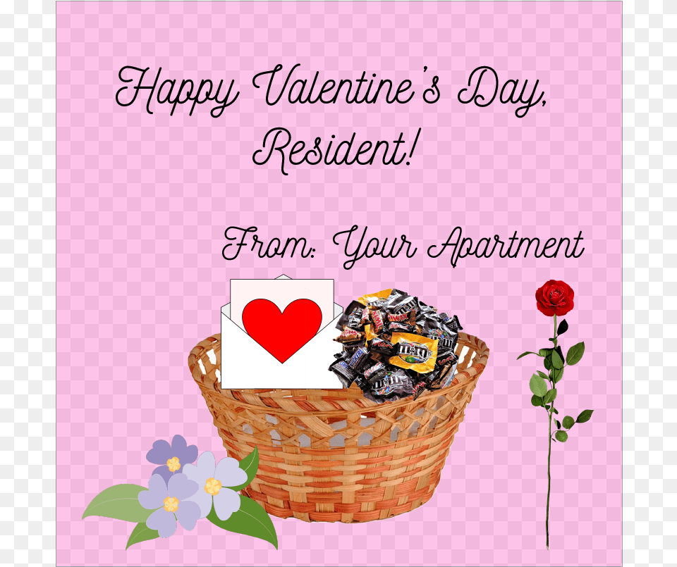Transparent Happy Valentines Day Greeting Card, Basket, Flower, Plant, Rose Png Image