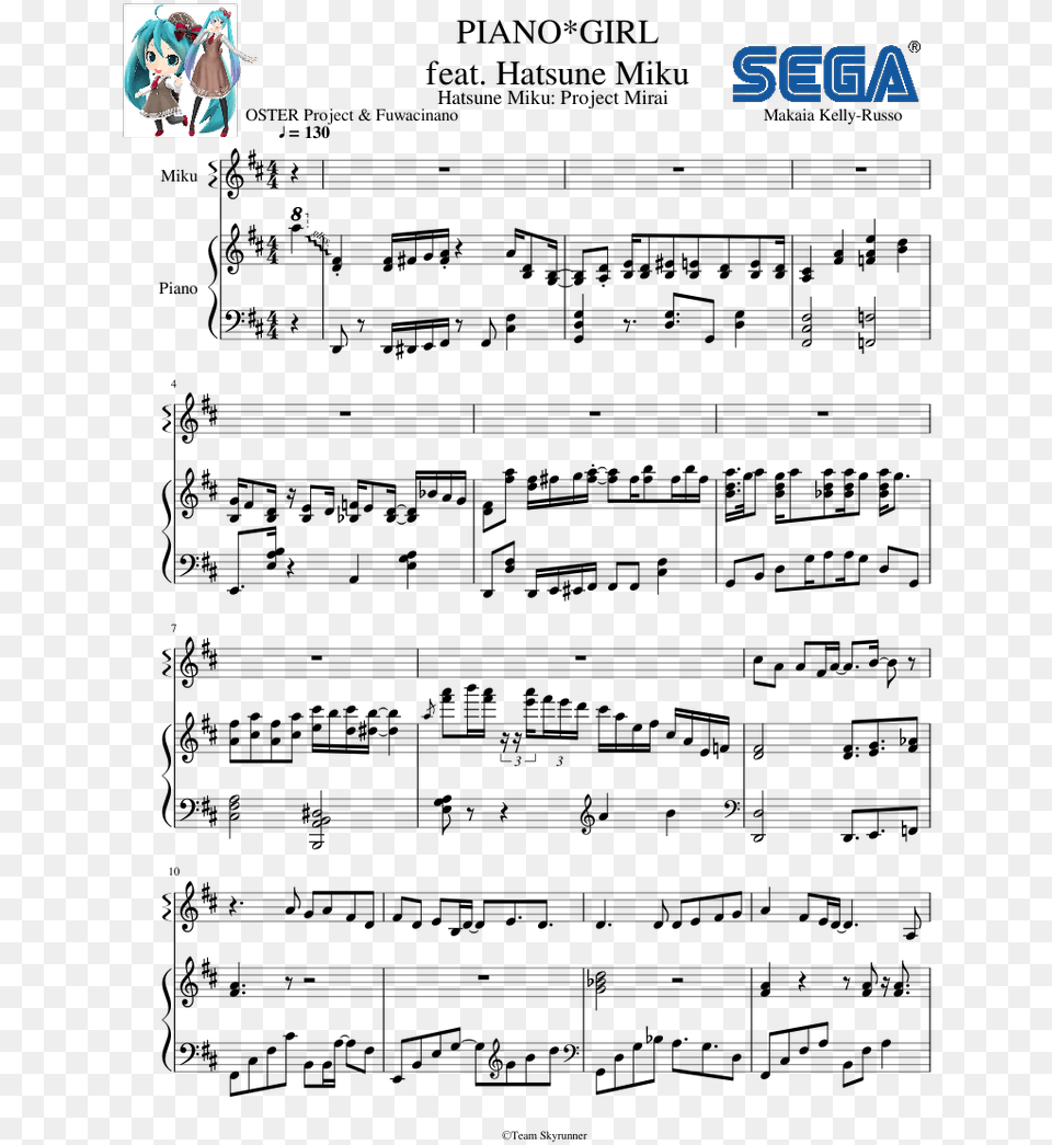 Transparent Hatsune Miku Chibi Piano Girl Sheet Music Vocaloid, Person, Game, Super Mario, Face Free Png