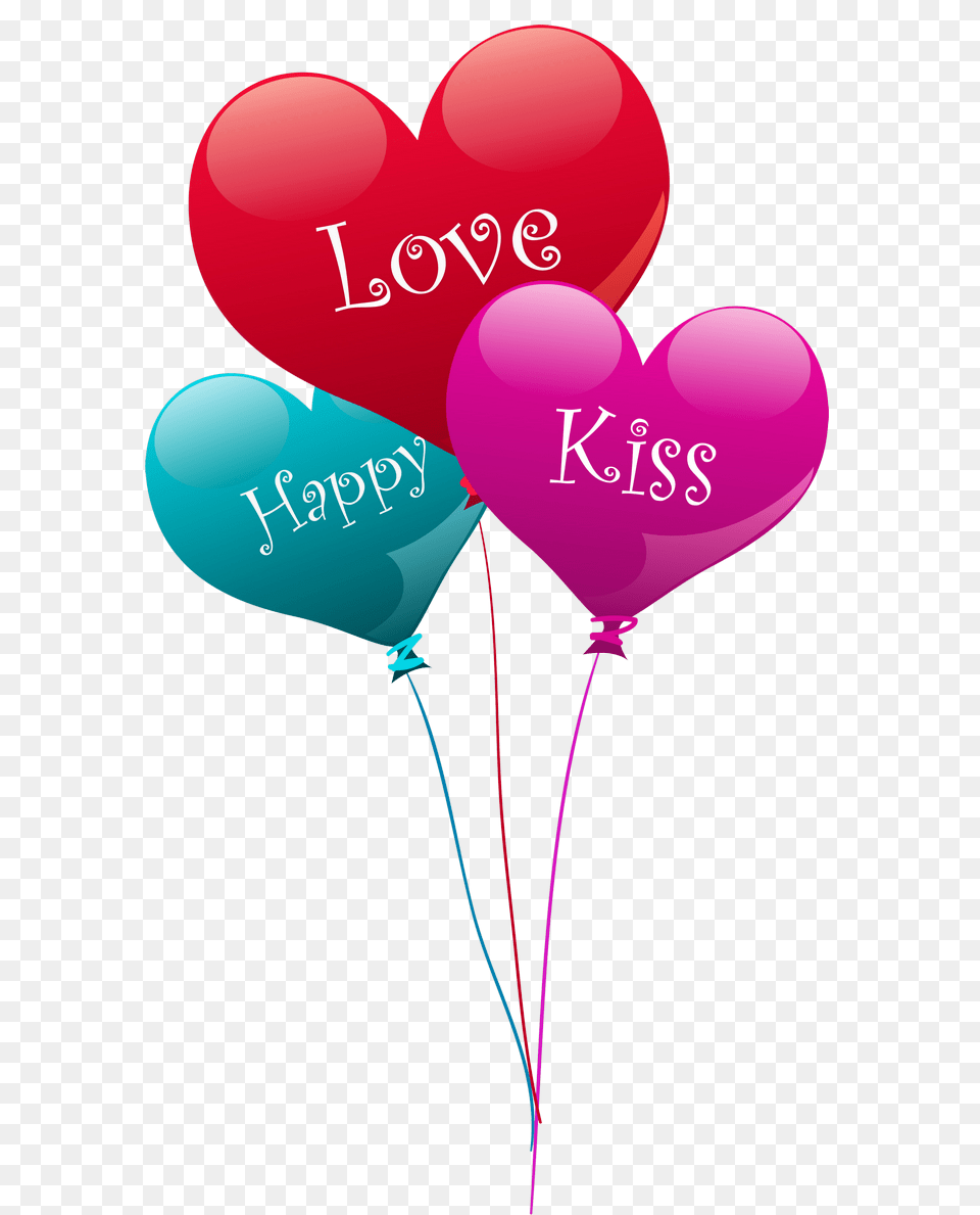 Transparent Heart Kiss Love Happy Balloons Clipart With Heart Balloons Clipart, Balloon Free Png Download