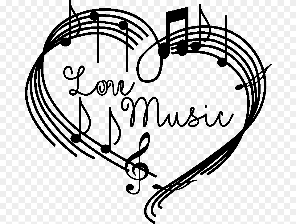 Heart Music Notes, Gray Free Transparent Png